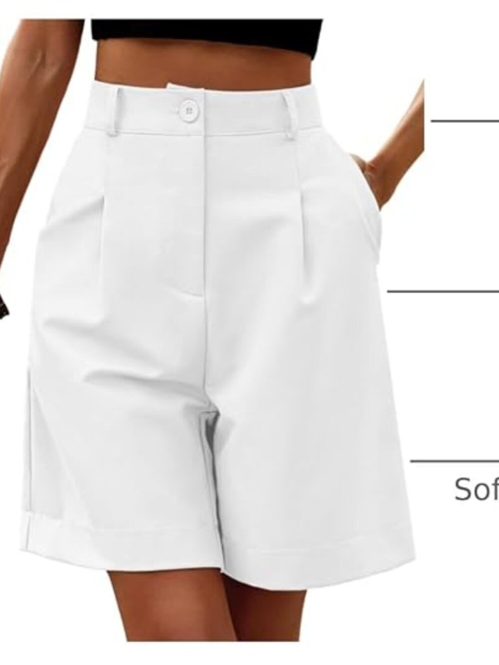 Bermuda Shorts for Women Dressy Elastic High Waisted Knee Length Shorts Casual